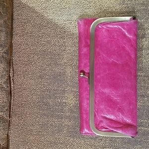 HOBO Rachel Continental Pink Leather Kiss Lock Checkbook Holder Card Wallet